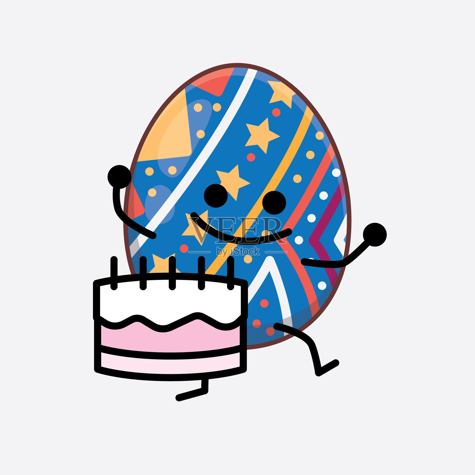 复活节彩蛋可爱的人物与简单的脸手插画图片素材