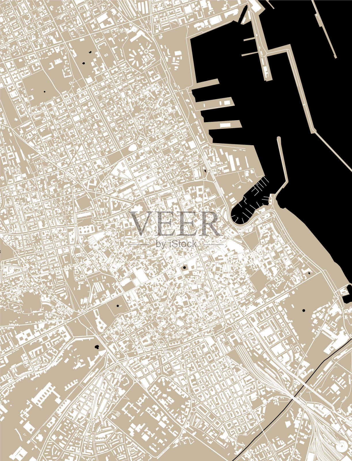 为意大利西西里岛巴勒莫市绘制地图插画图片素材