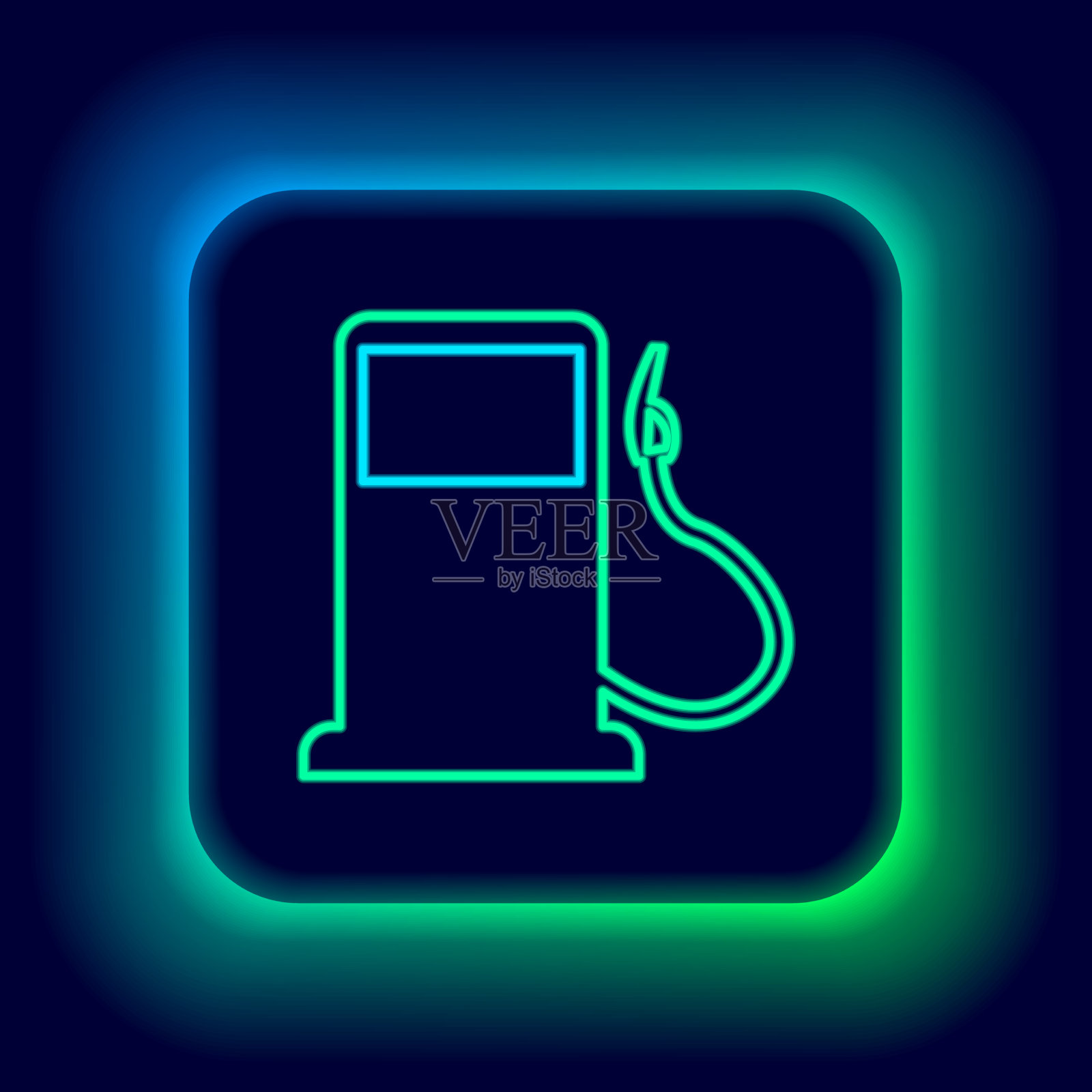 发光的霓虹灯线汽油或加油站的图标插画图片素材