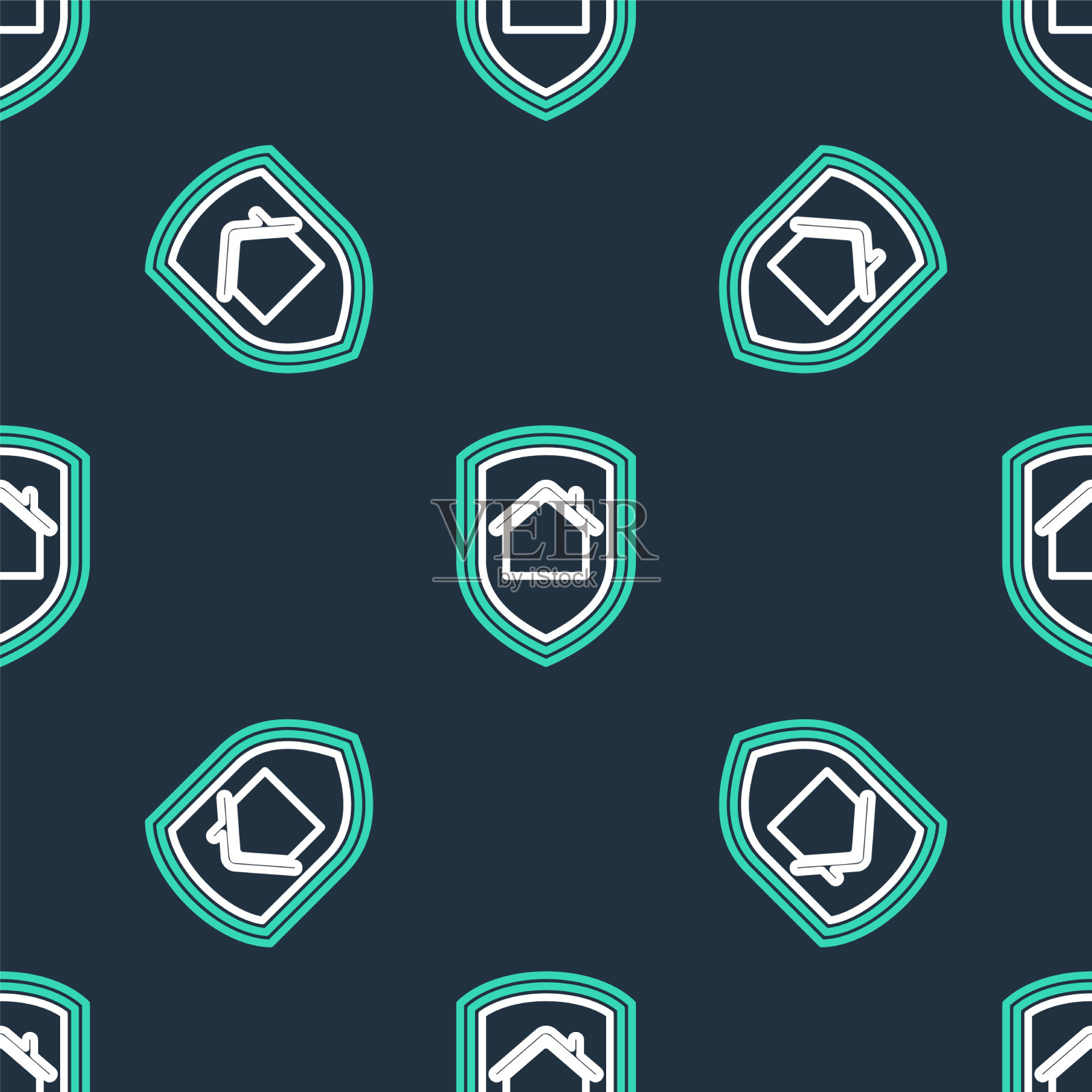 线屋在保护图标隔离无缝插画图片素材