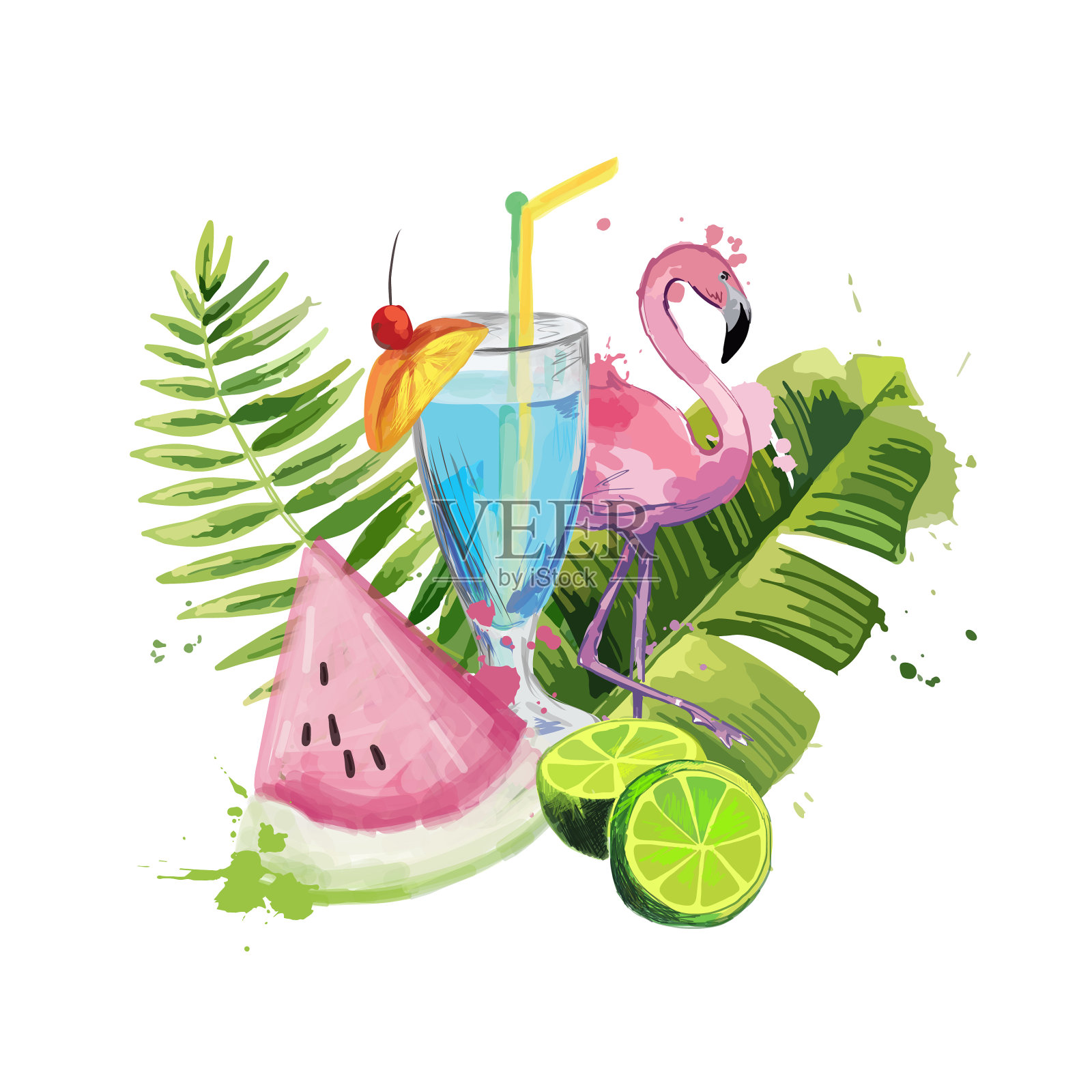 异国情调的夏天组成插画图片素材