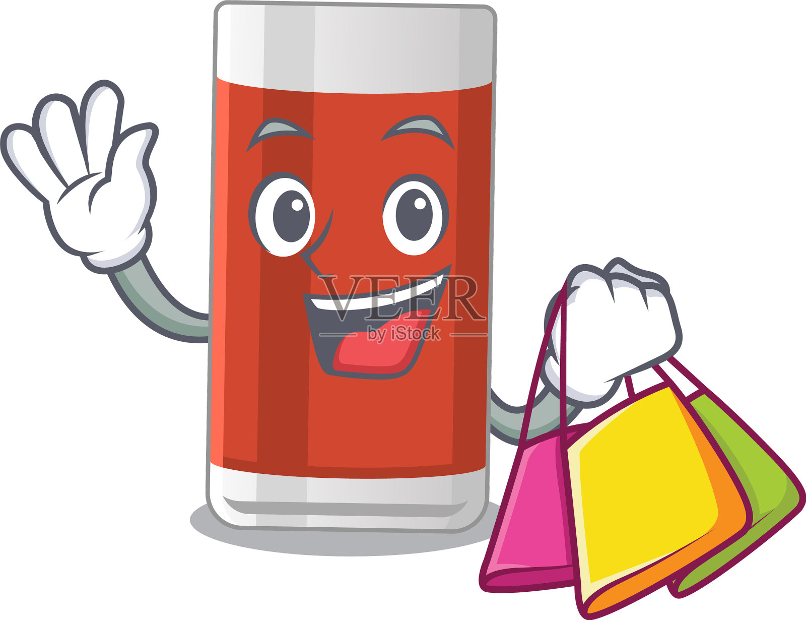 玻璃苹果汁和购物袋设计元素图片