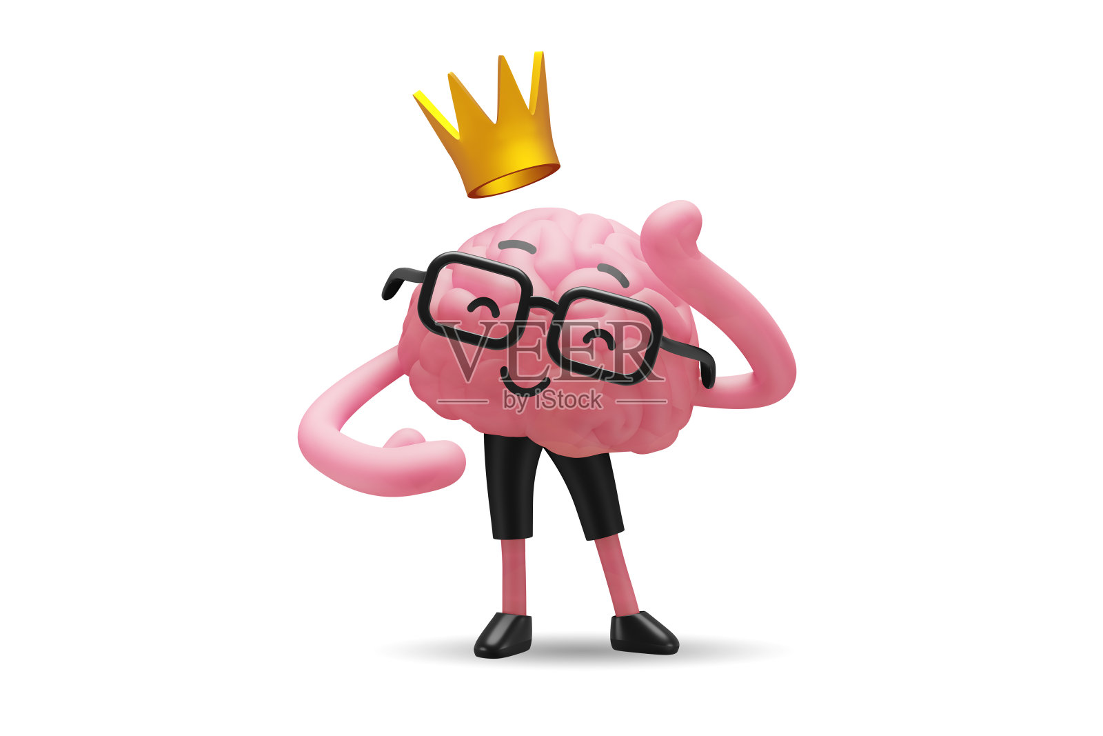 3d插图的大脑可爱的角色在眼镜照片摄影图片
