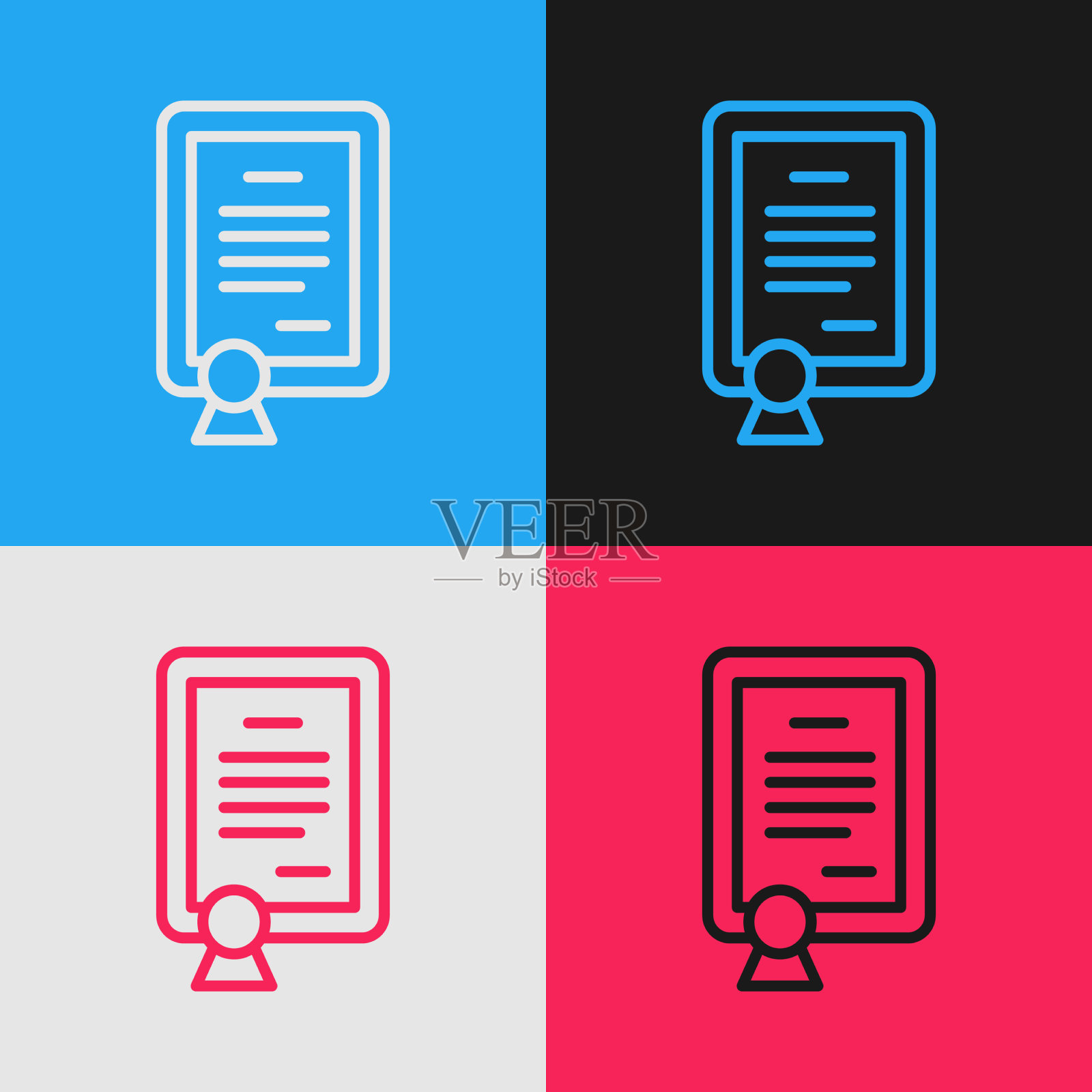 Pop艺术线证书模板图标隔离上插画图片素材