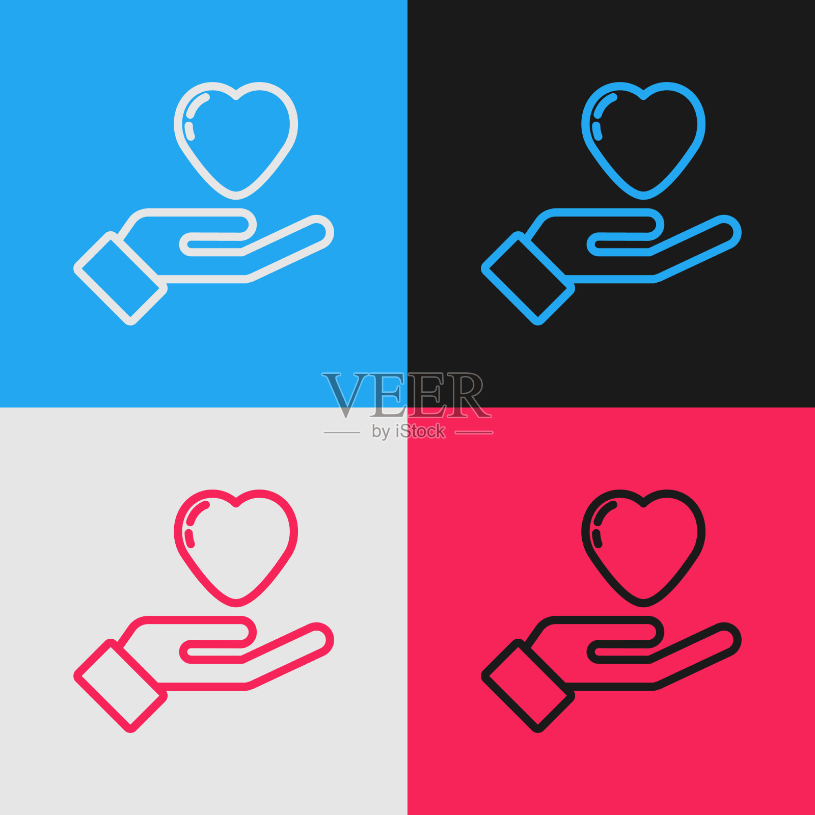 波普艺术线心在手图标孤立的颜色图标素材