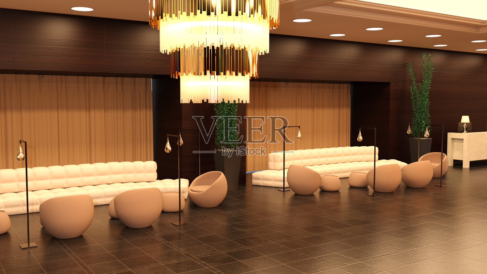 3D插画现代酒店插画图片素材