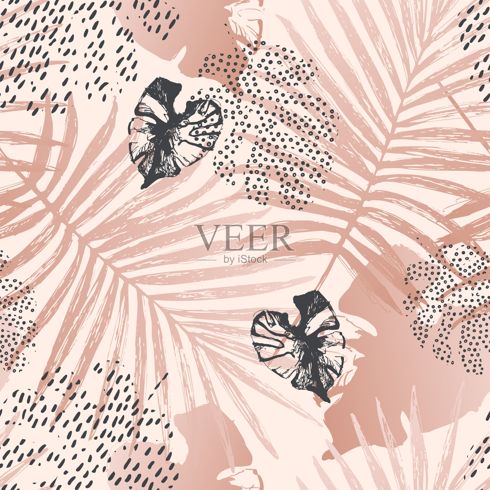 摘要热带夏季背景扇棕榈插画图片素材