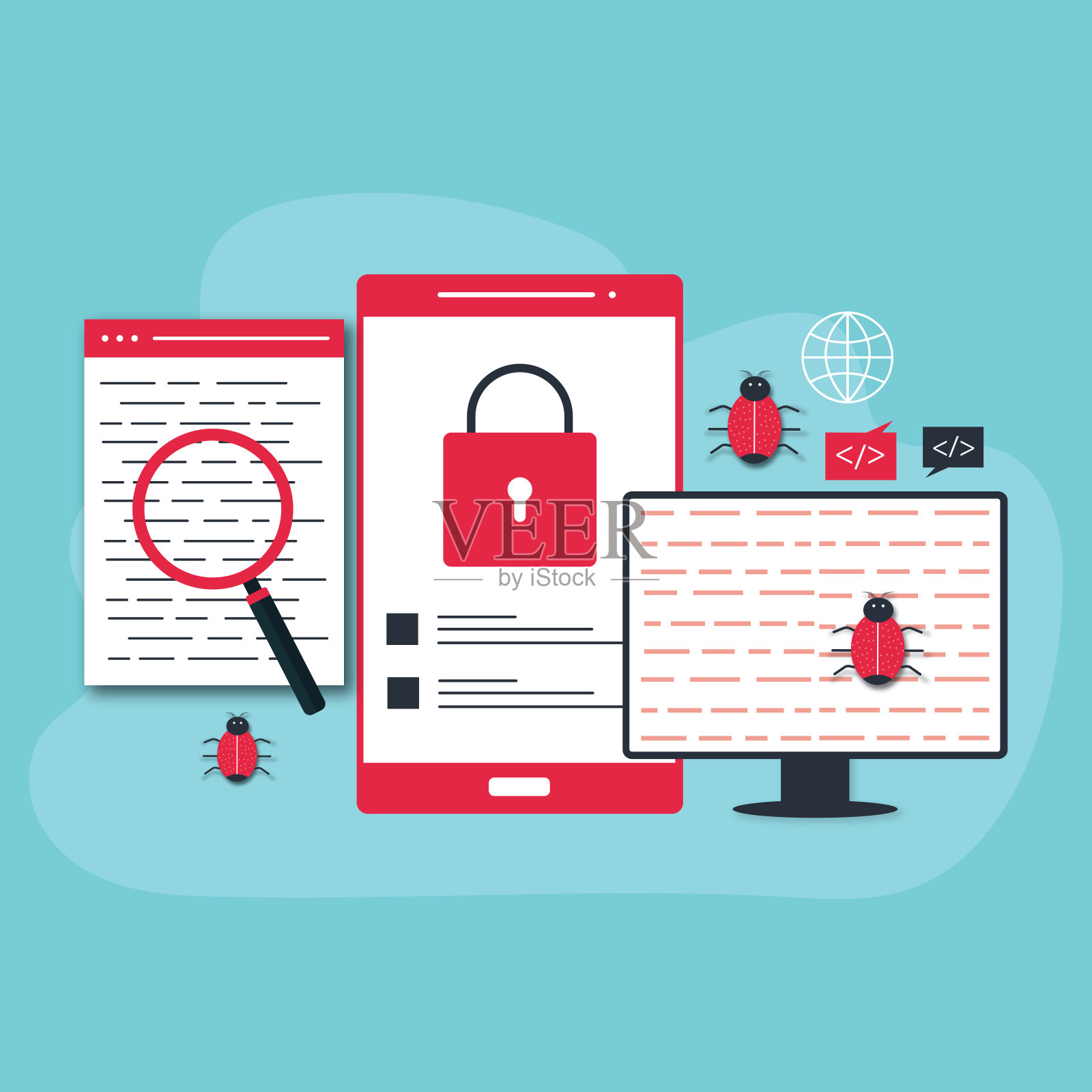 安全和机密数据保护。VPN互联网网络安全插画图片素材