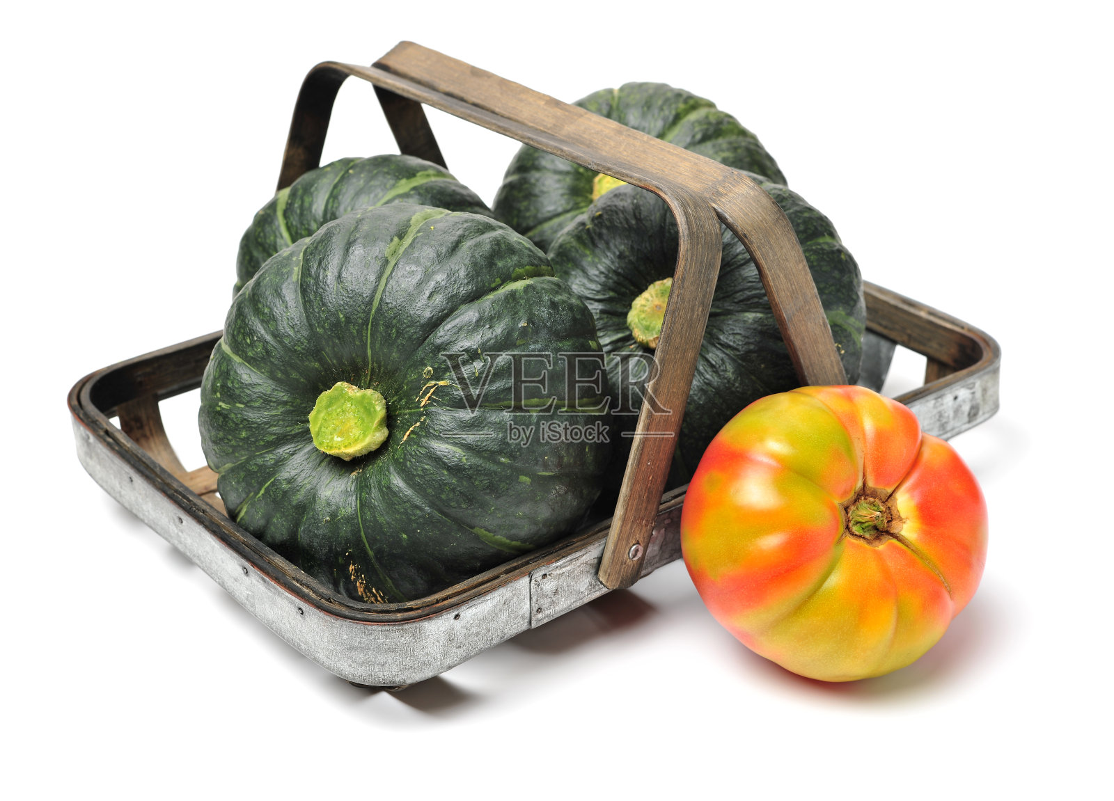 绿色的迷你南瓜和番茄照片摄影图片