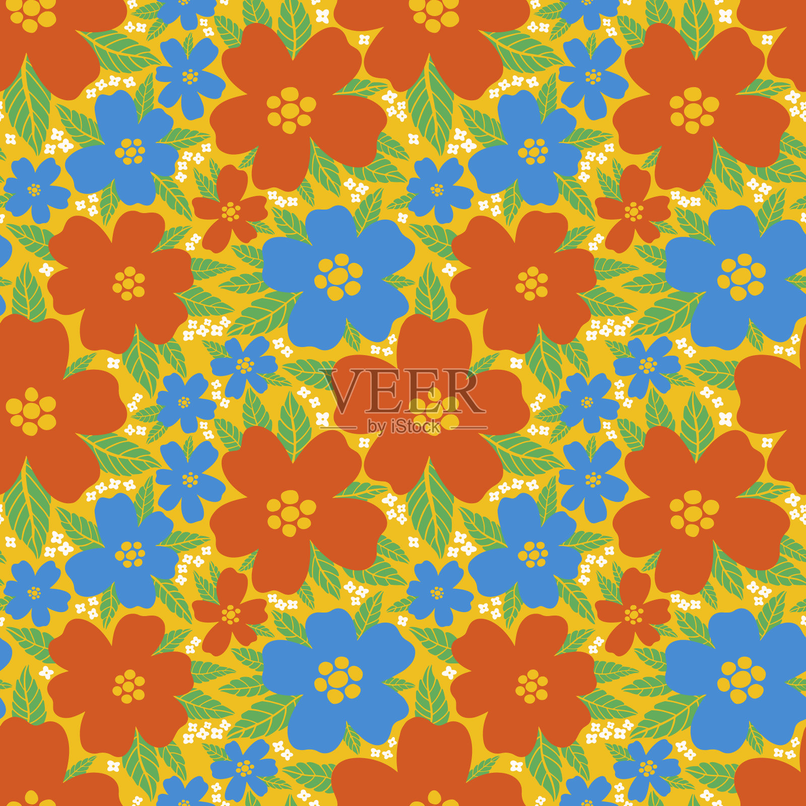 无缝花图案花抽象。植物vintage自然背景。打印时尚纺织插画图片素材