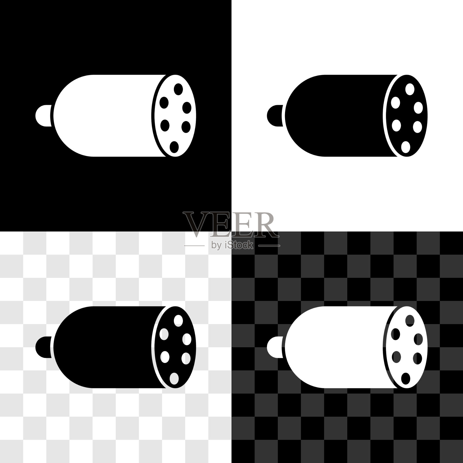 发光的霓虹灯香肠图标孤立在黑色插画图片素材