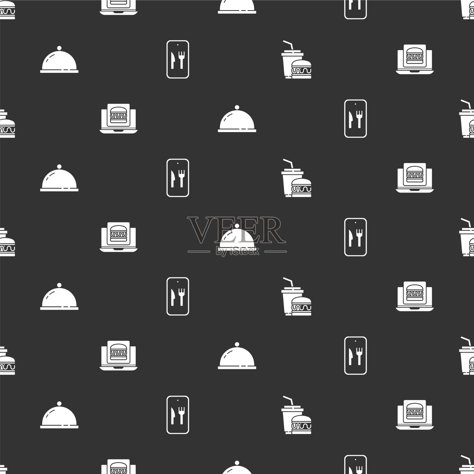 设置纸玻璃和汉堡在线订购图标素材