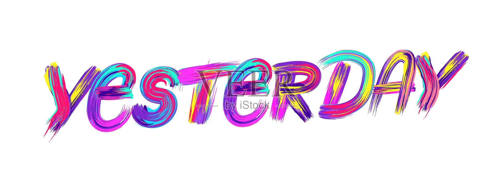 创意字体海报。字母与抽象丙烯颜料笔触在彩色的背景。矢量插图。设计元素图片