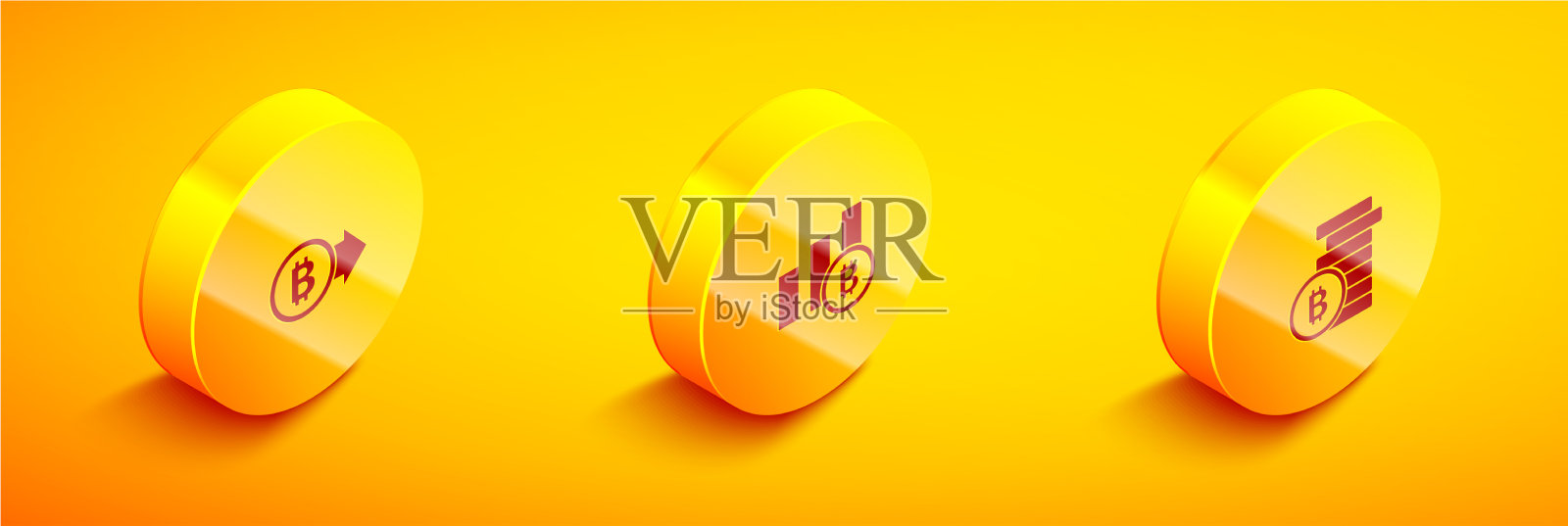 设置等距比特币饼图信息图图标素材