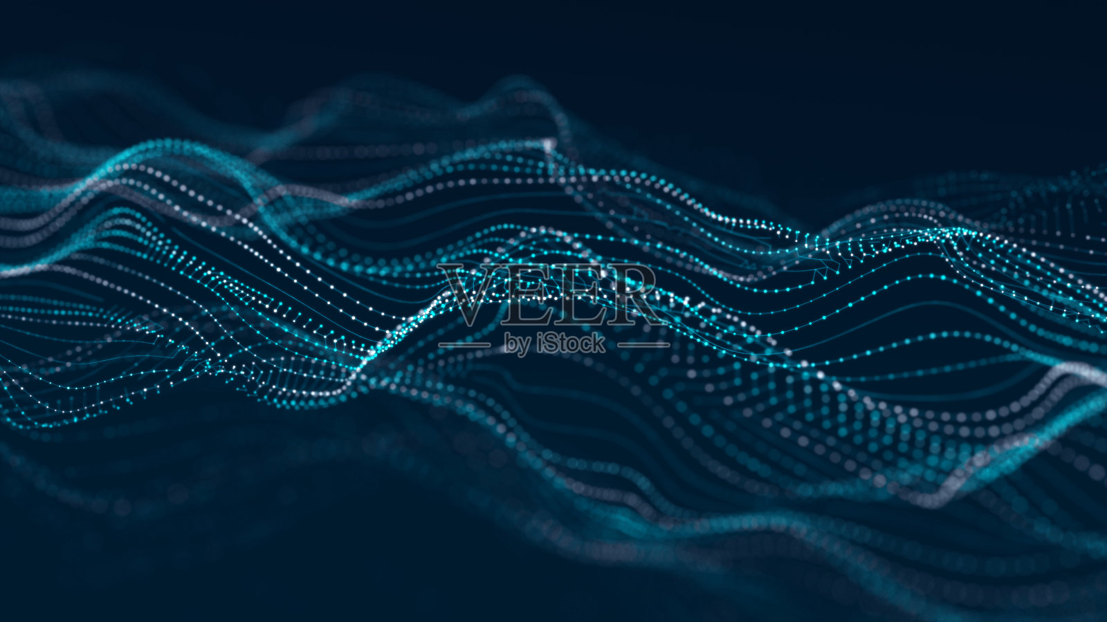 数字动态波。抽象的未来主义蓝色背景与点和线。大数据可视化。3 d渲染。照片摄影图片