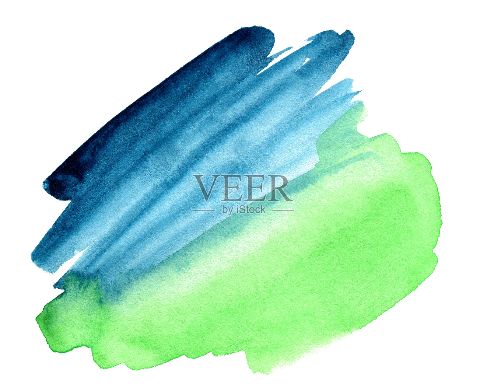 抽象渐变蓝色和绿色水彩在白色的背景。照片摄影图片