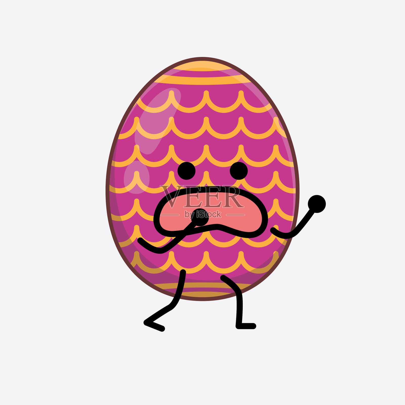 复活节彩蛋可爱的人物与简单的脸手插画图片素材