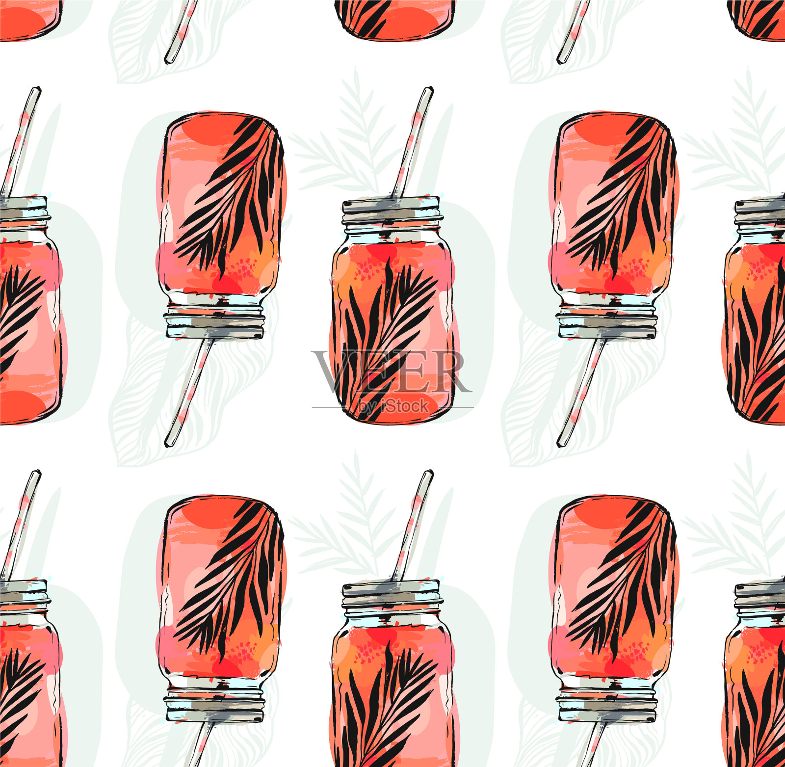 手绘抽象夏季时间有机插画图片素材