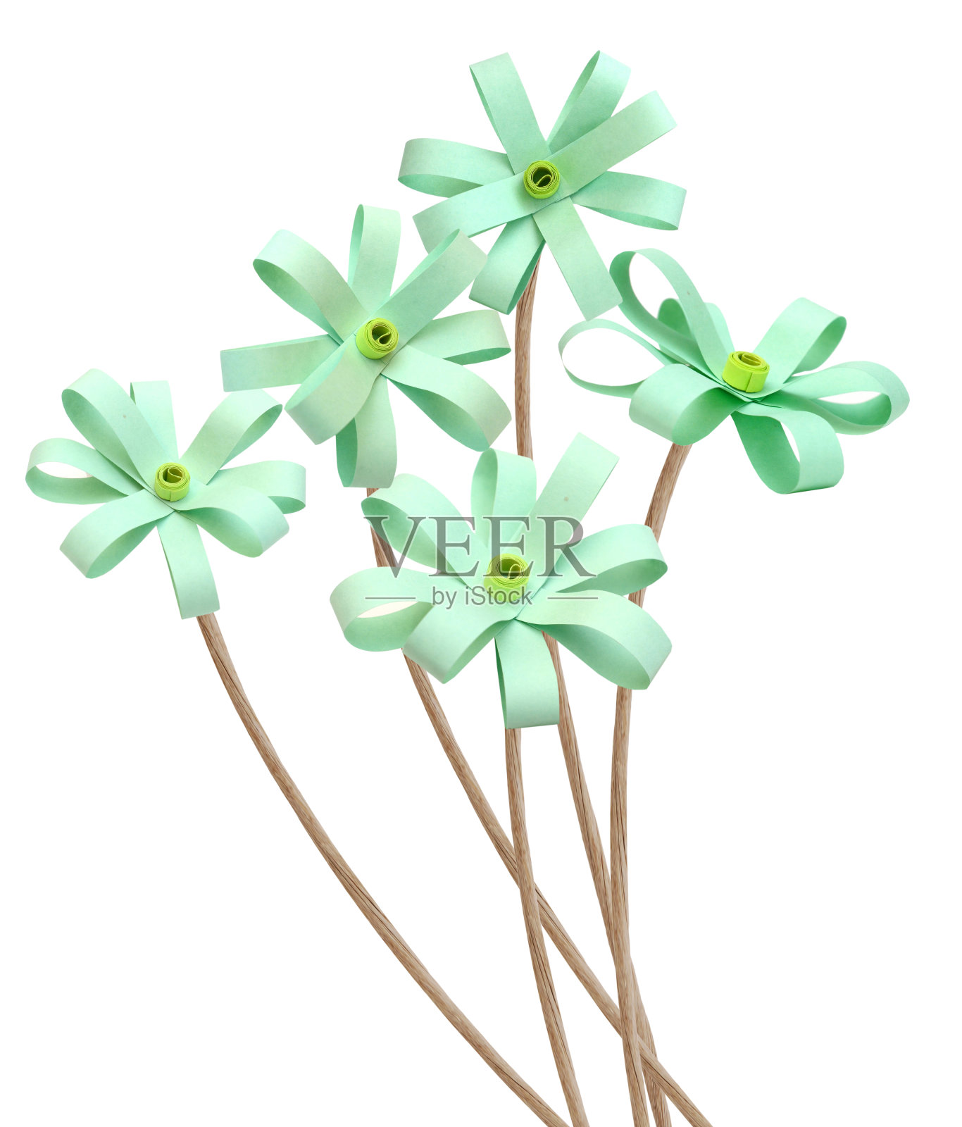 一张白纸上的折纸花束照片摄影图片