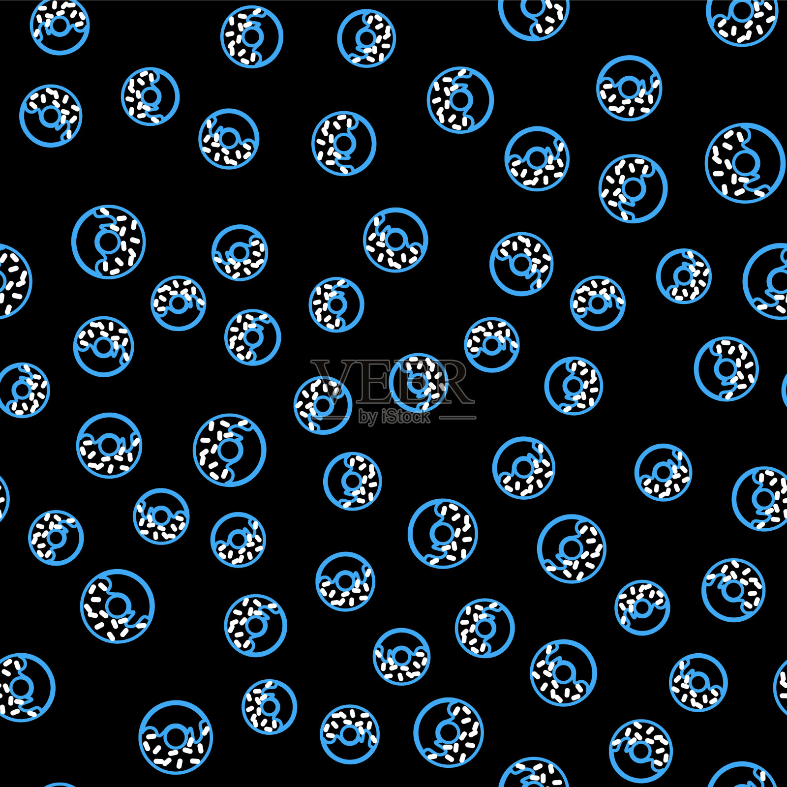 线甜甜圈与甜釉图标隔离无缝插画图片素材