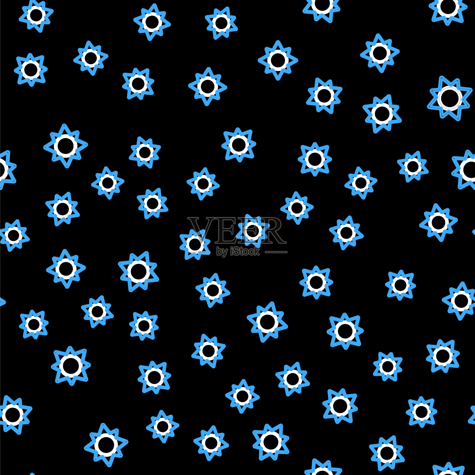 线太阳图标孤立无缝模式上的黑色插画图片素材