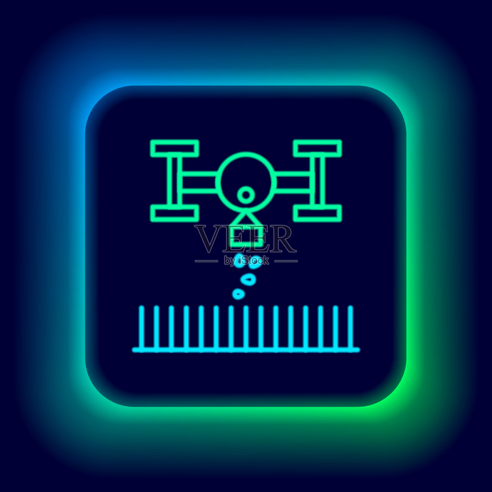 发光的霓虹线智能农场与无人机控制插画图片素材