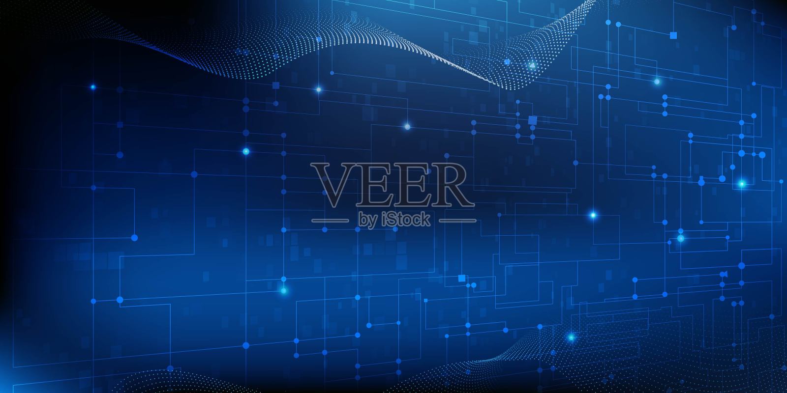 矢量插图的抽象深蓝色数字技术。未来的概念。插画图片素材