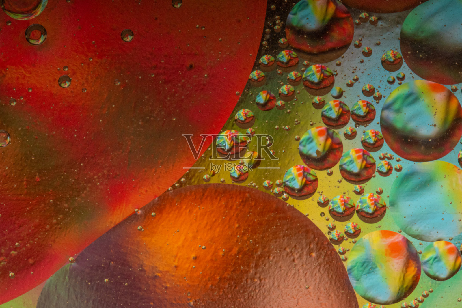 彩虹滴球和气泡纹理背景照片摄影图片