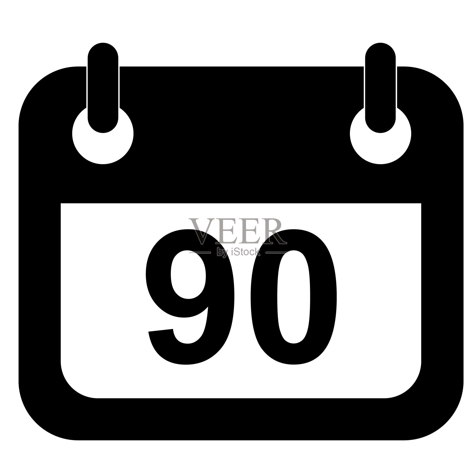 三个月的图标在白色的背景。90天的迹象。平的风格。插画图片素材