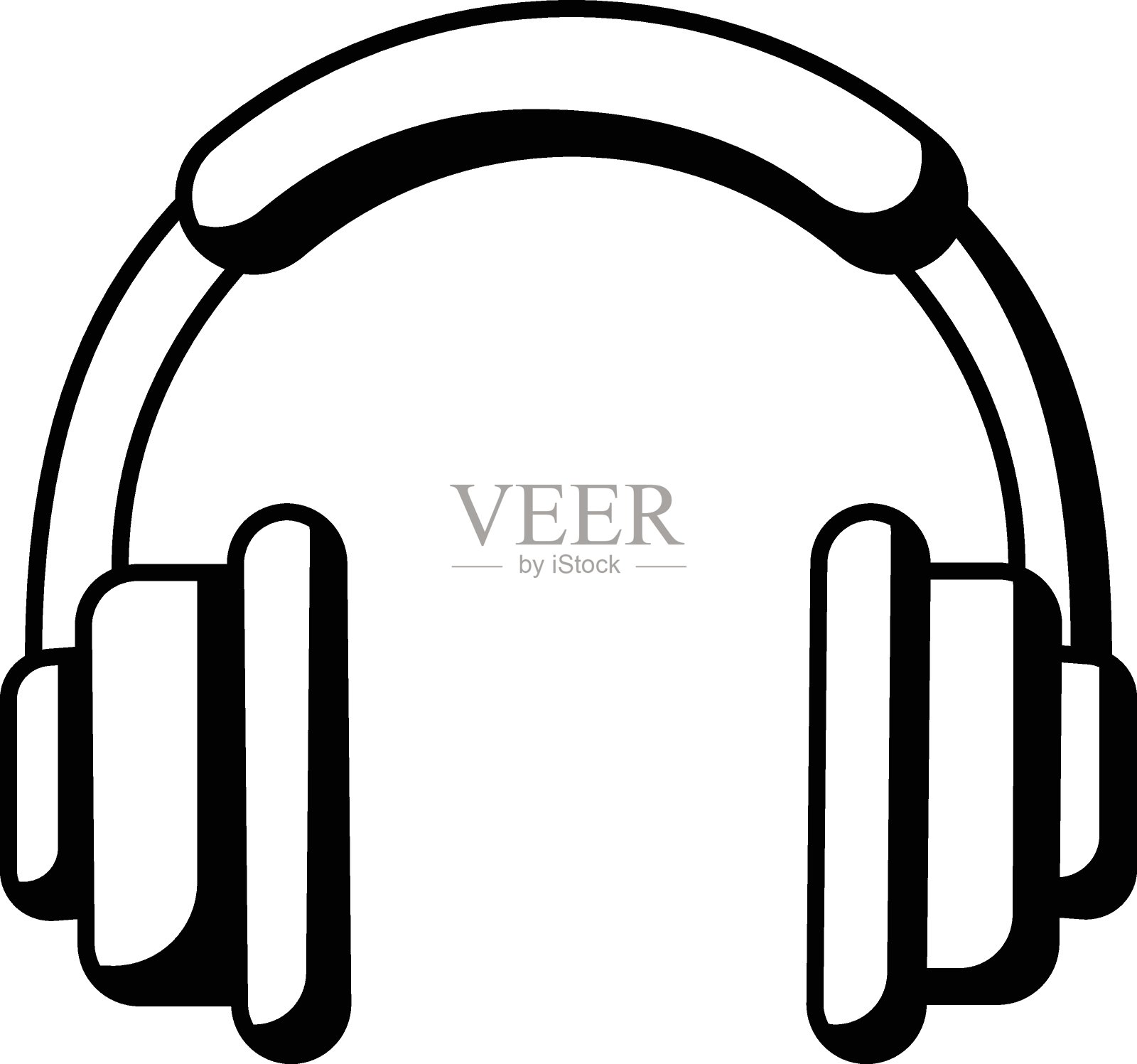 听音乐概念，耳机矢量图标设计，夏季春季活动符号，炎热的天气涂鸦艺术手绘标志，最温暖的季节元素库存插图插画图片素材