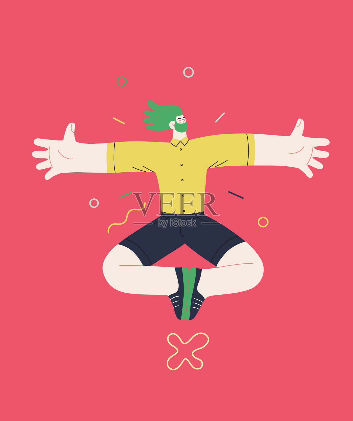 幸福——幸福的人们高高兴兴地跳起来插画图片素材