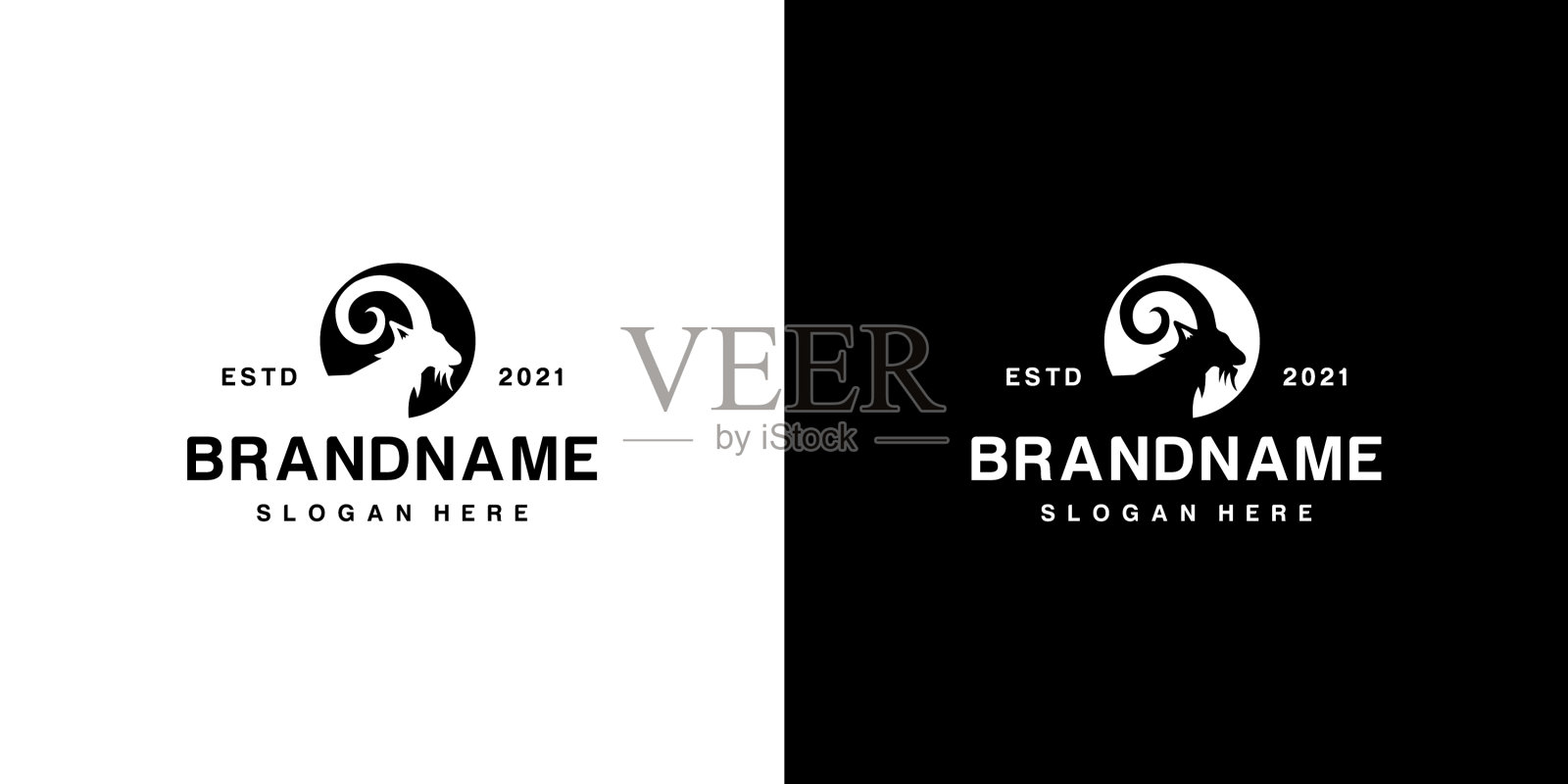 羊头标志设计插画图片素材