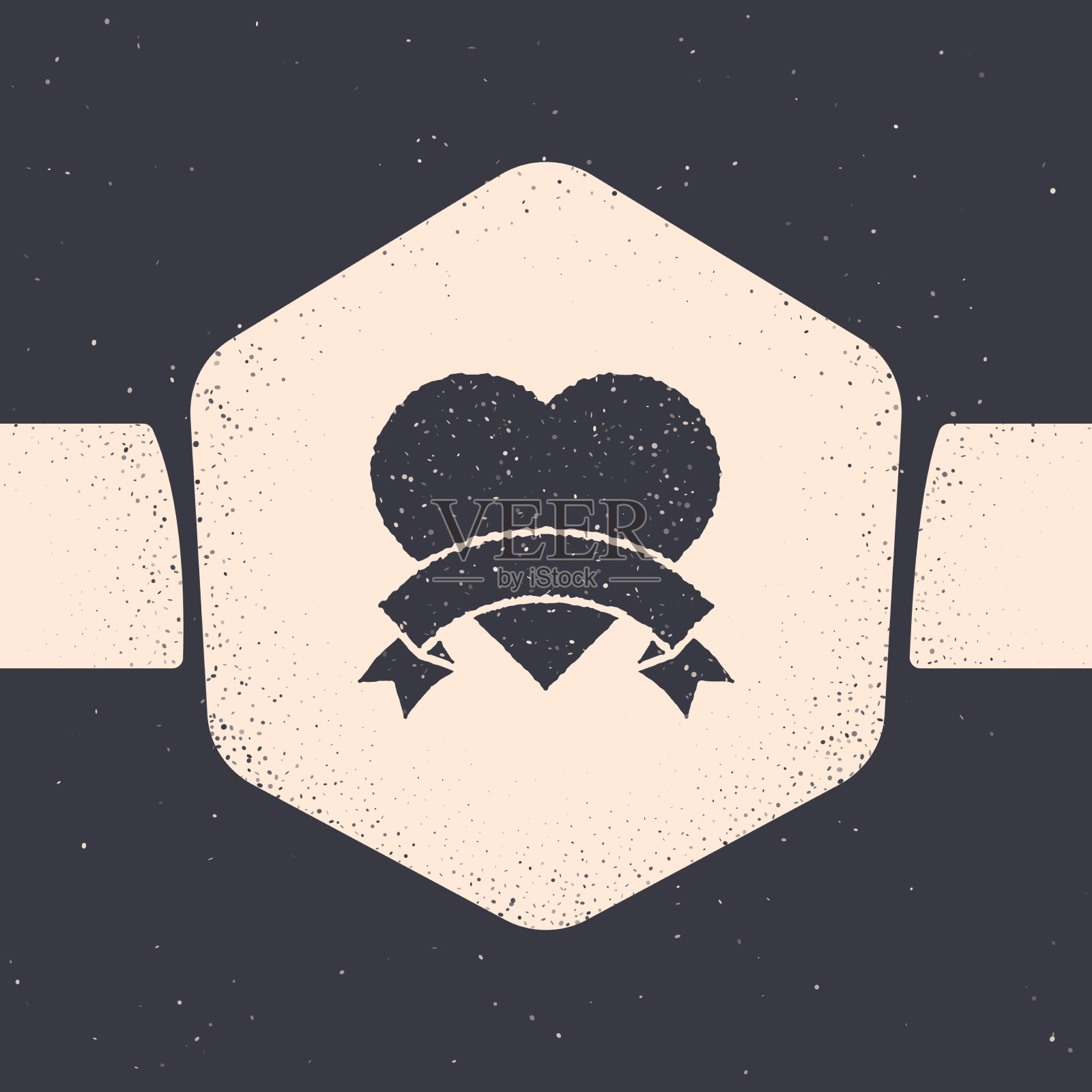 Grunge心形图标孤立在灰色背景插画图片素材