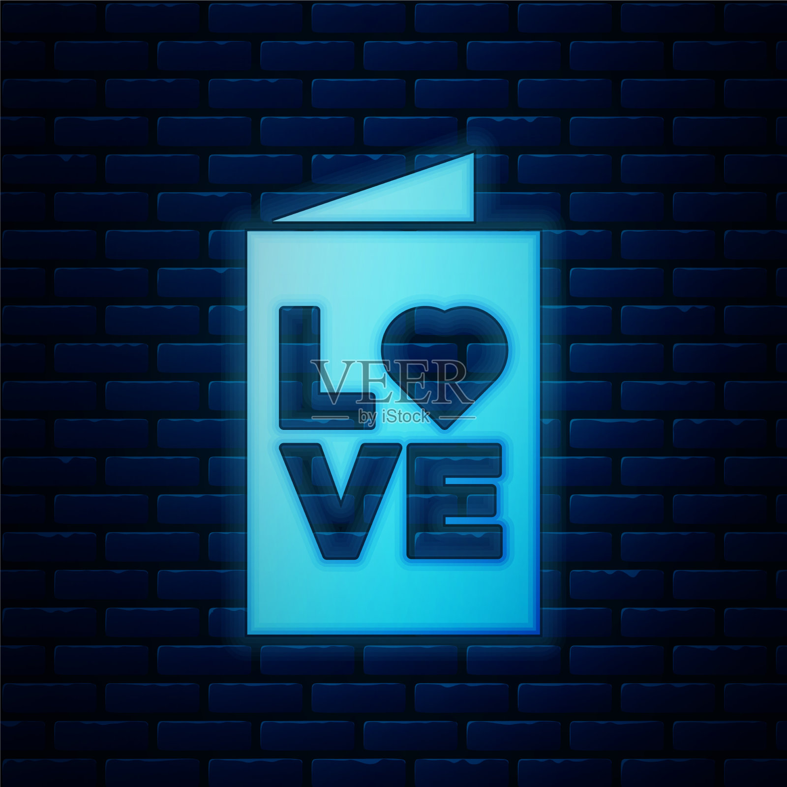 发光的霓虹灯情人节派对传单图标插画图片素材