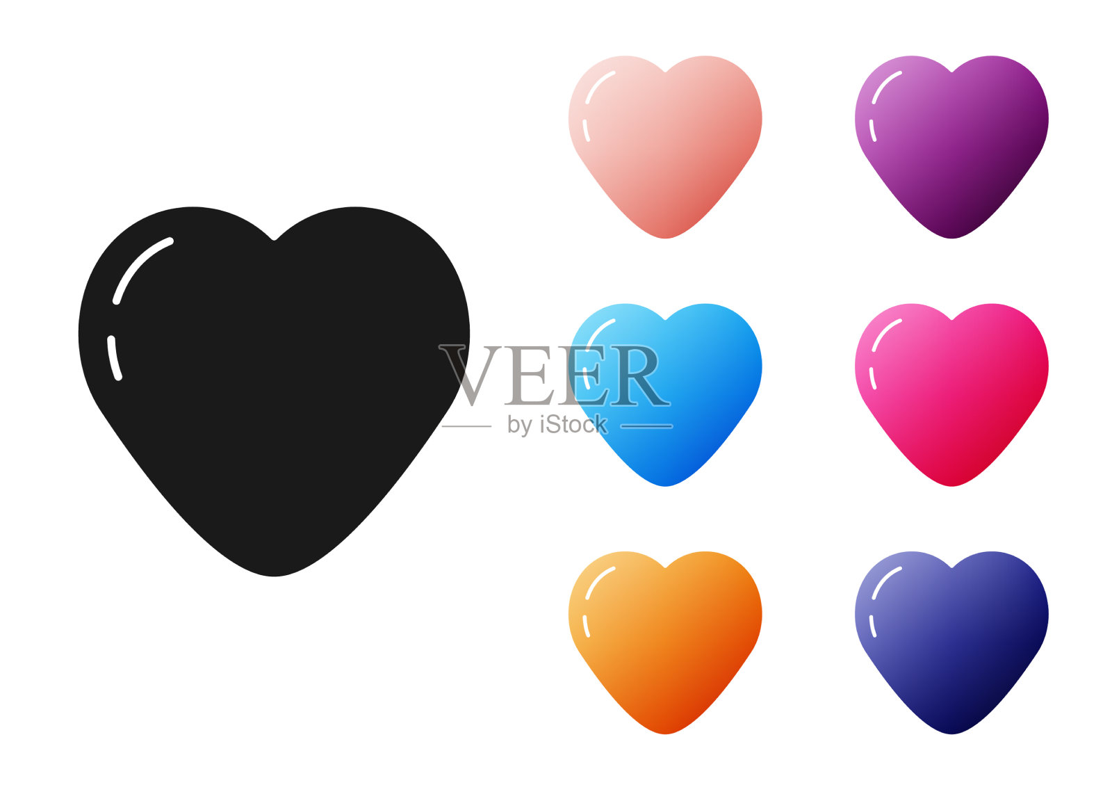 黑色的心图标孤立在白色的背景图标素材