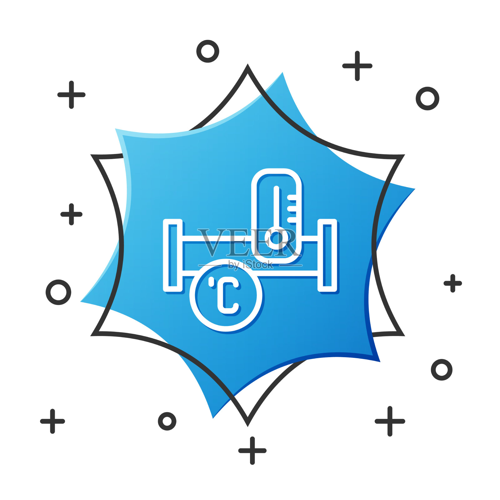 工业用金属管道的白线及温度图标素材