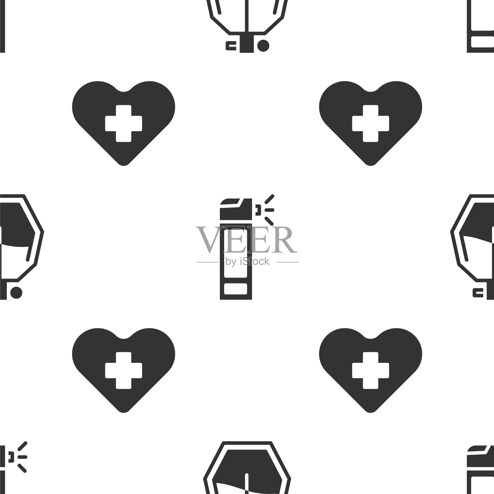 设置香水瓶的喷嘴，喷雾和心脏图标素材