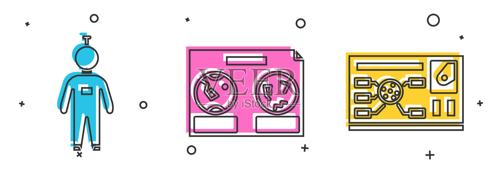 设置宇航员天文图夜空和图标素材