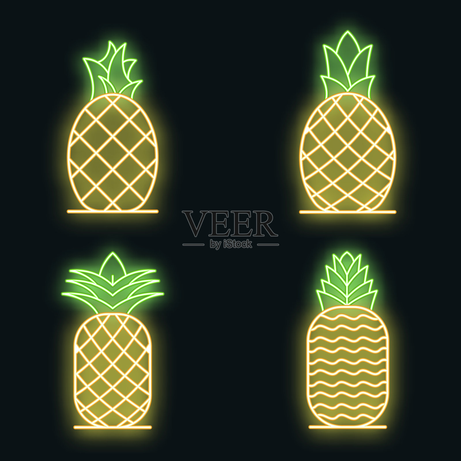 菠萝图标设置霓虹灯图标素材