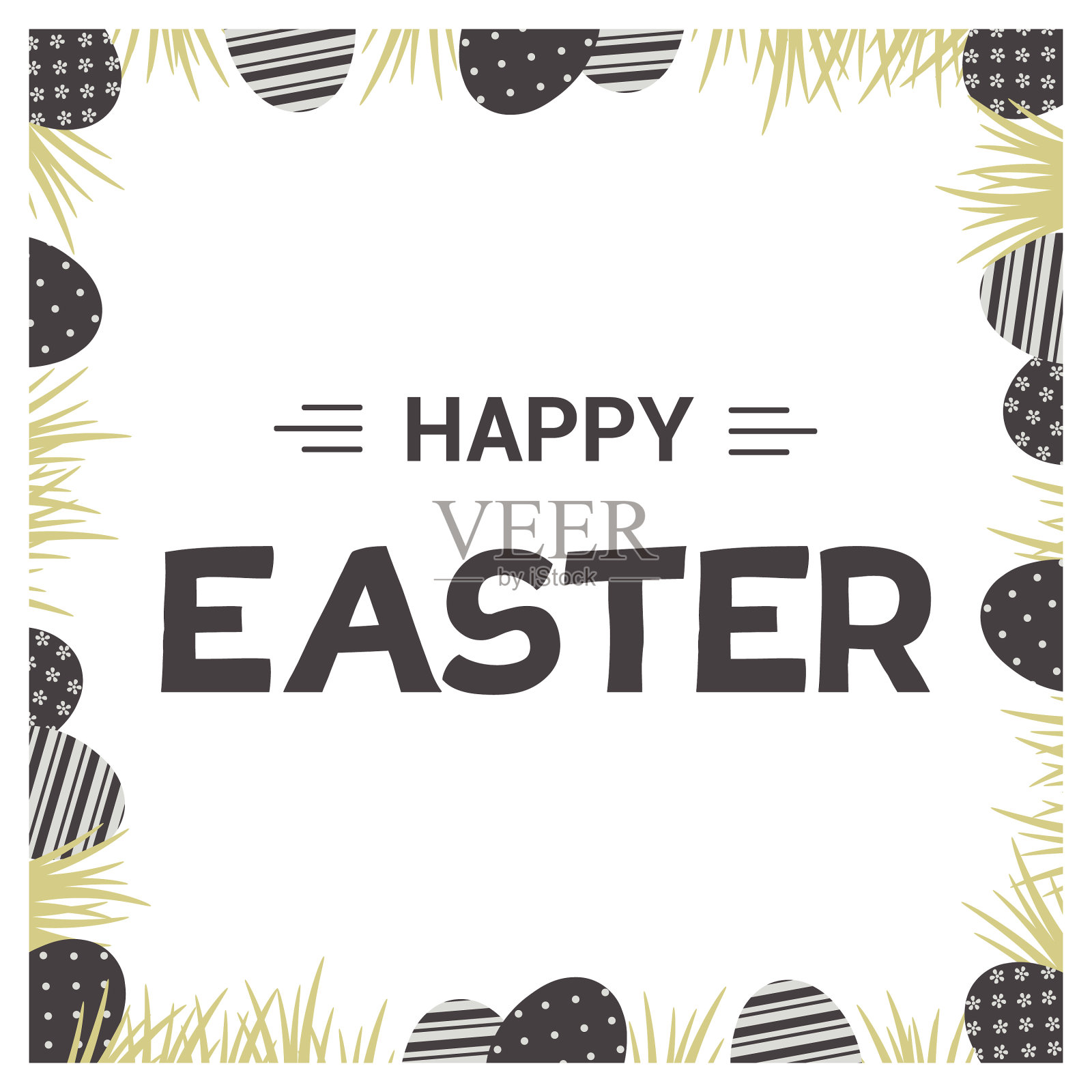 复活节快乐的双色横幅与巧克力蛋插画图片素材