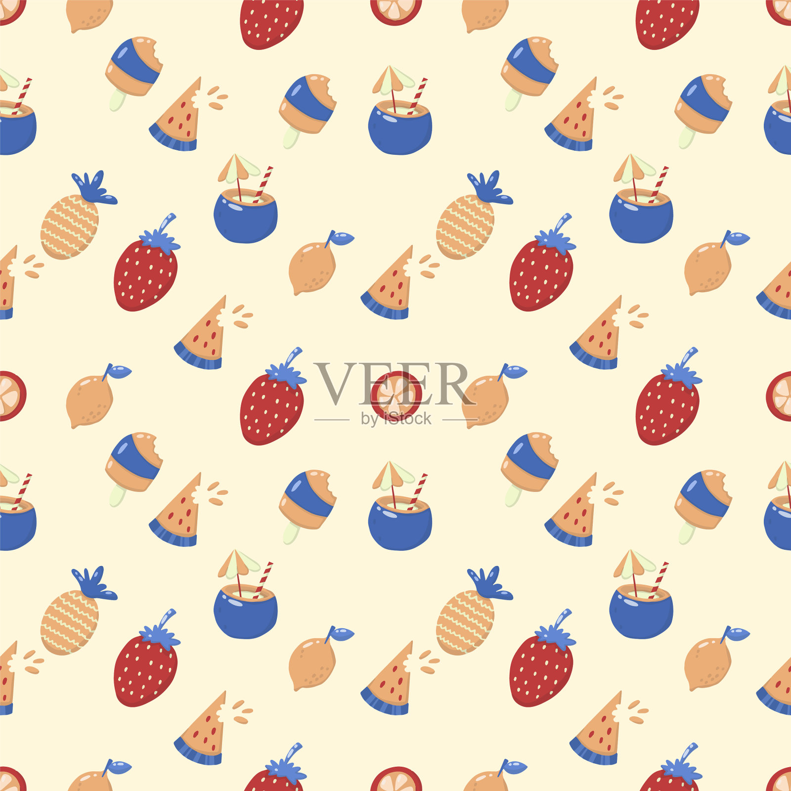 无缝夏季图案横幅插画图片素材