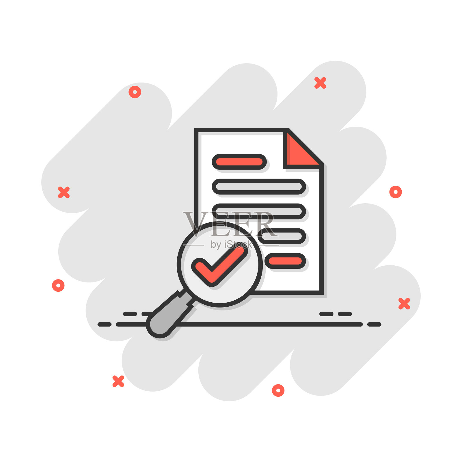 以漫画风格审查文件计划图标设计元素图片