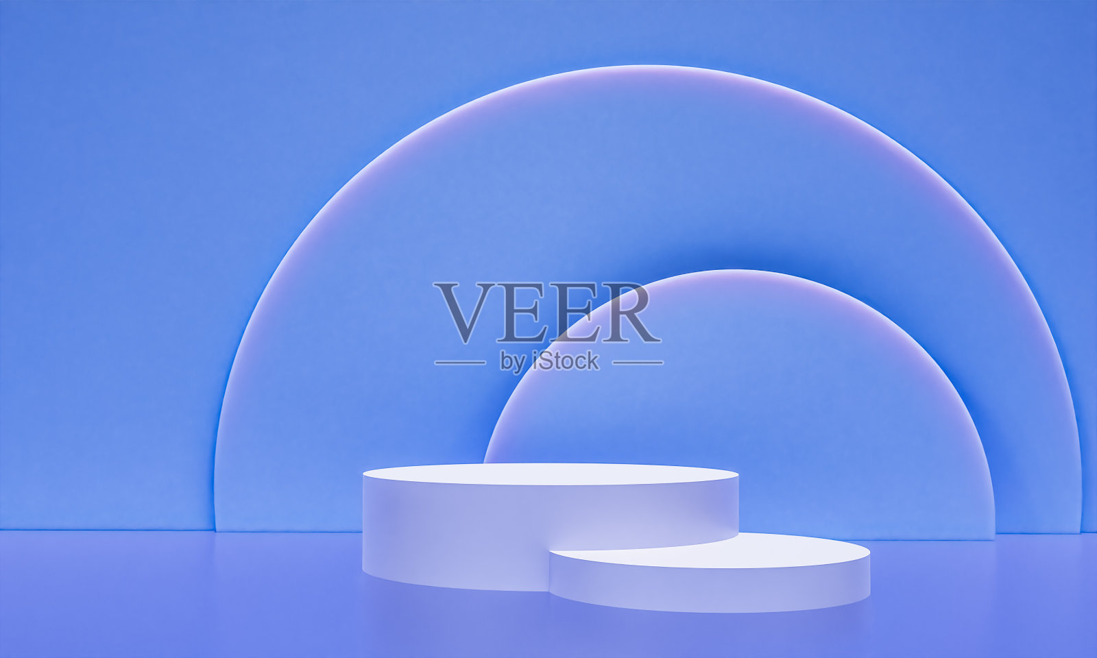 场景与蓝色讲台模拟展示在极简主义风格与复制空间，3d渲染抽象背景设计照片摄影图片