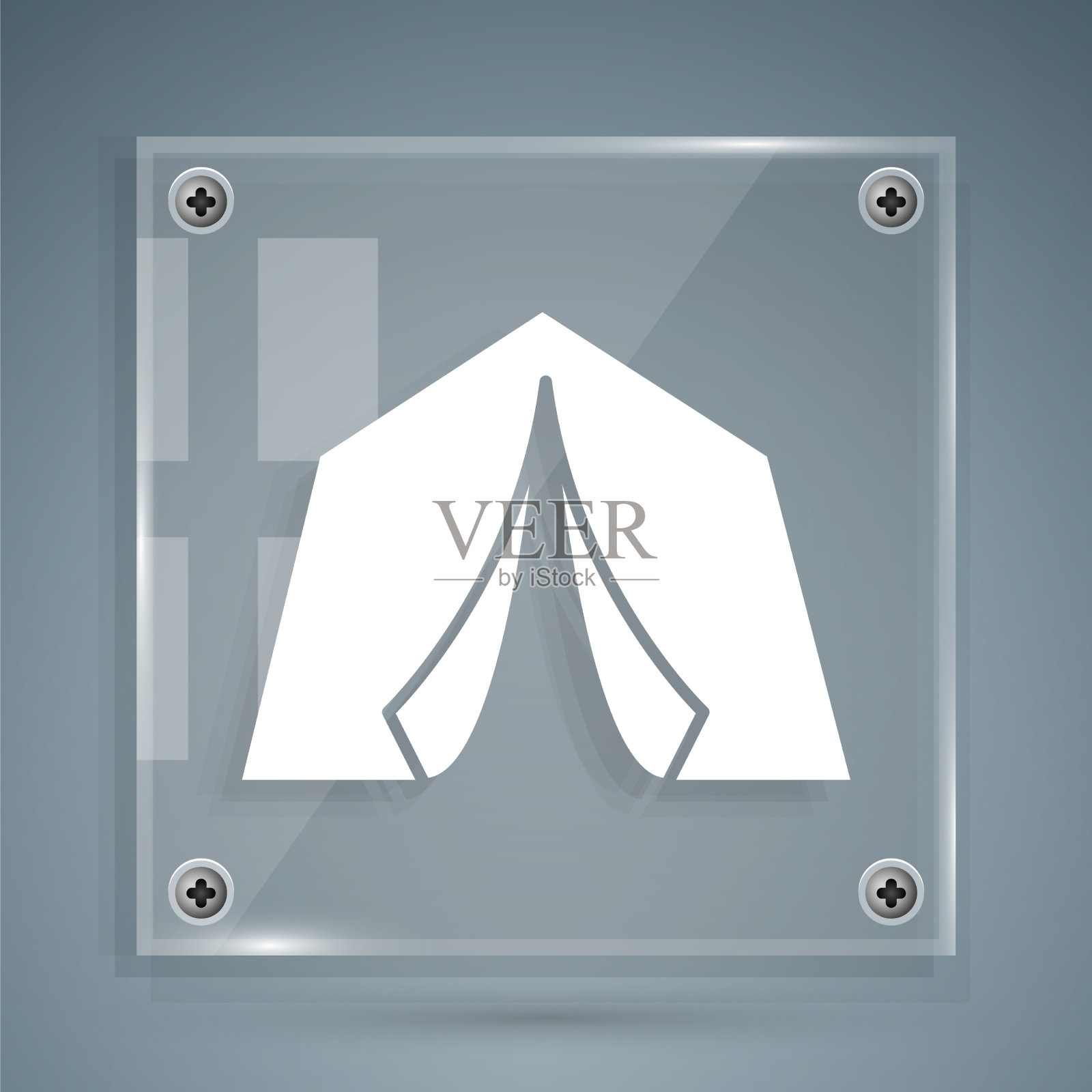 白色旅游帐篷图标孤立在灰色图标素材