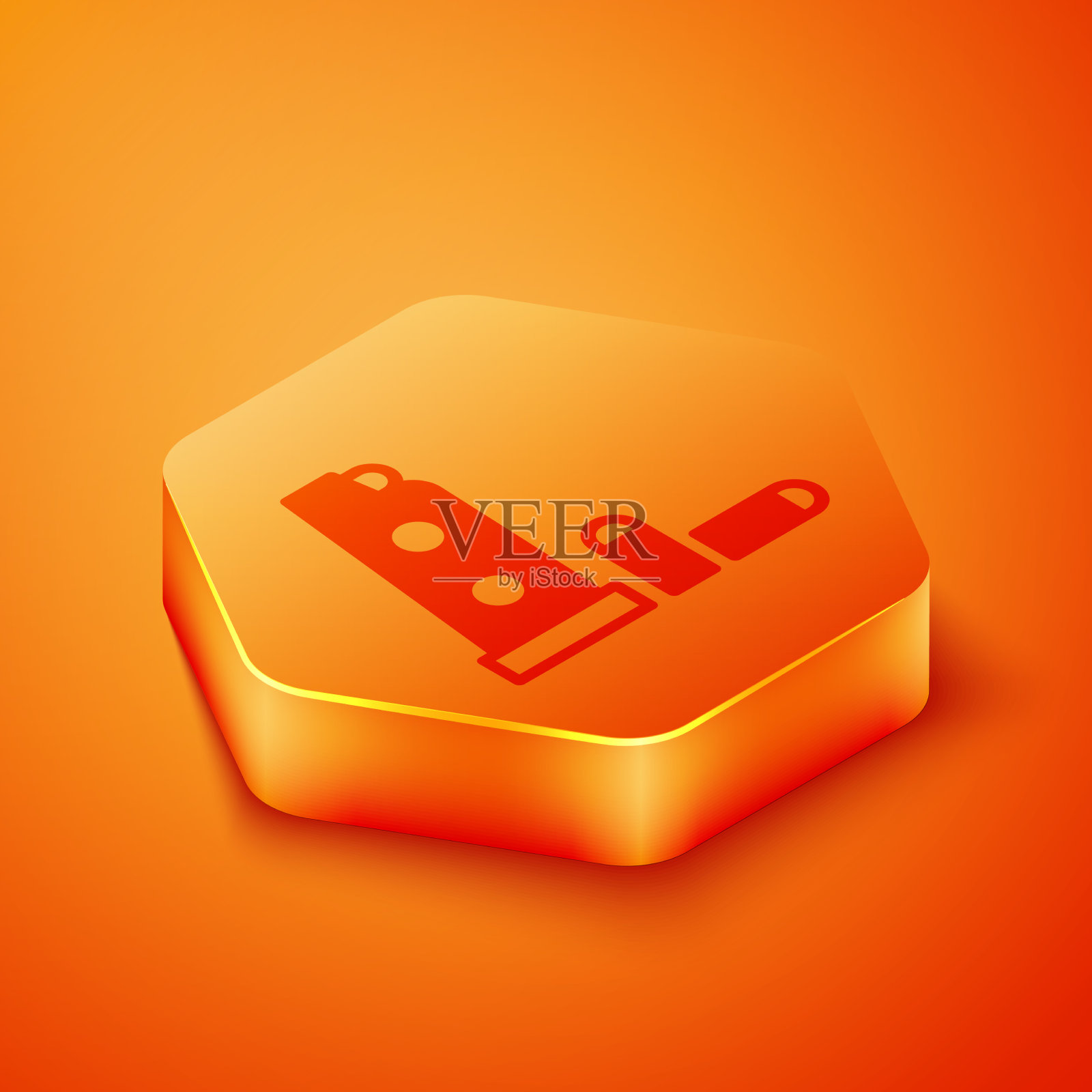 等距枪匣和子弹图标孤立插画图片素材