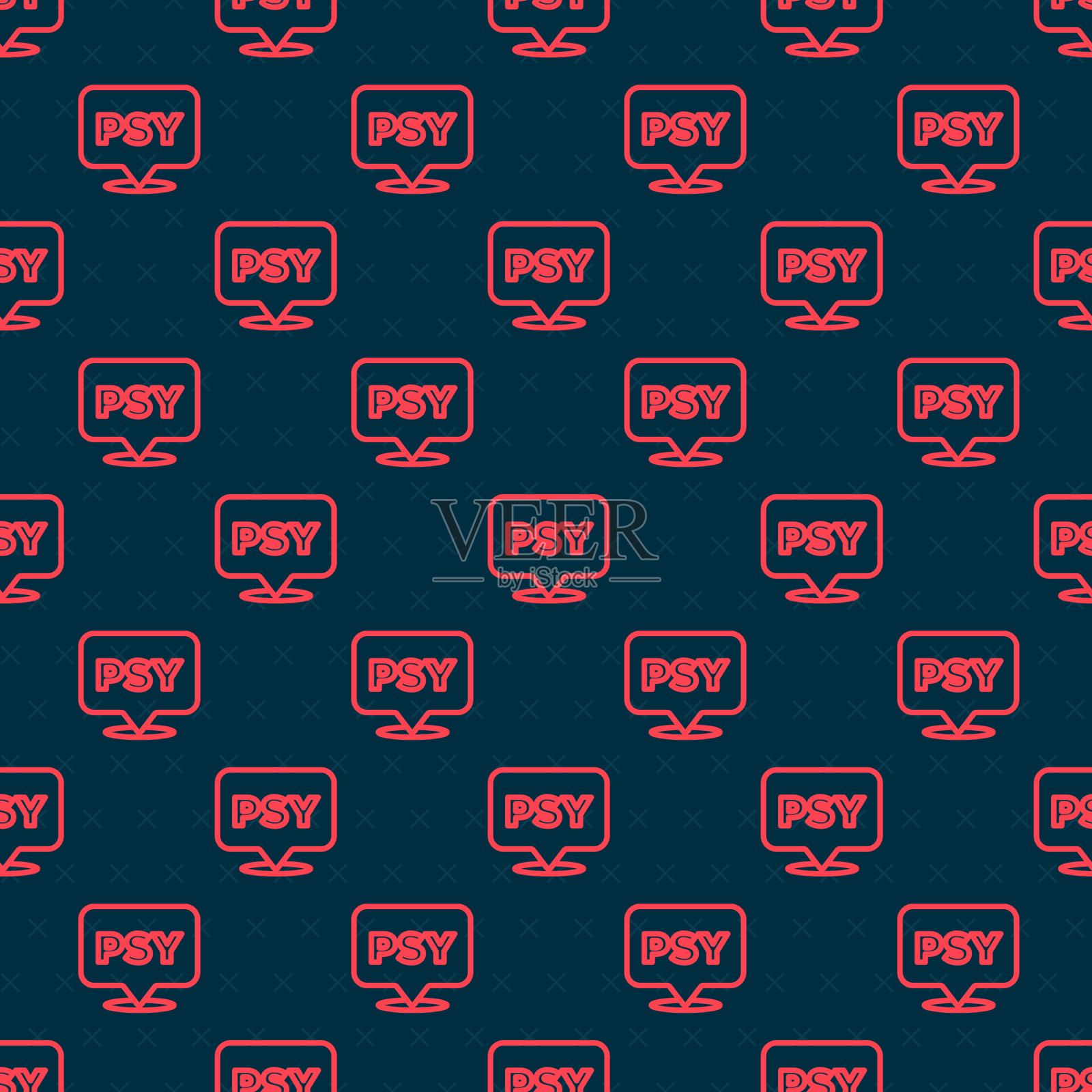 红线心理图标孤立无缝模式插画图片素材