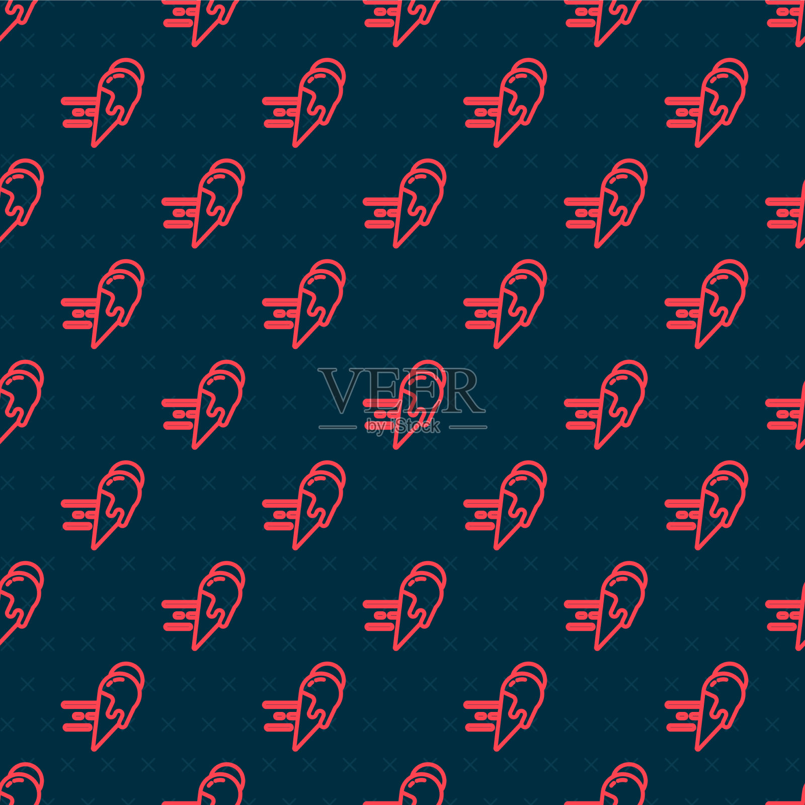 网上订购的红线和华夫饼冰淇淋插画图片素材