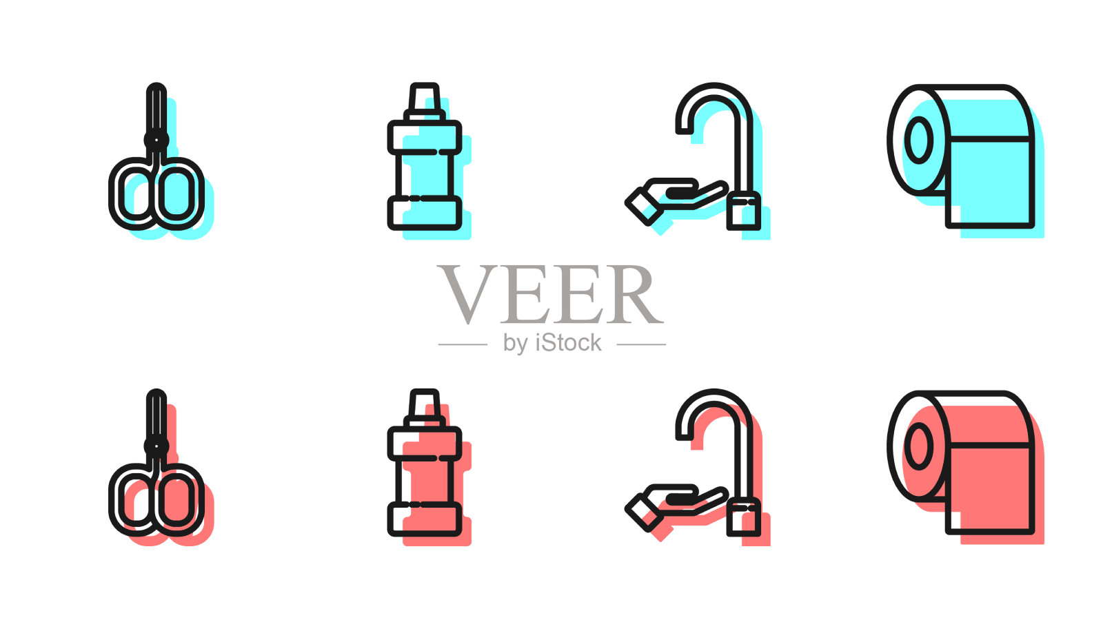 用肥皂和指甲剪固定洗手线插画图片素材