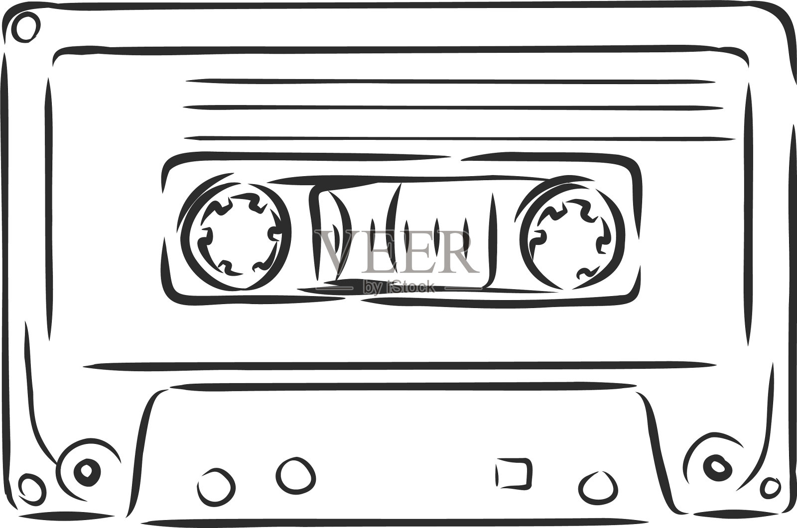 手绘涂鸦复古磁带音频模拟图标素材