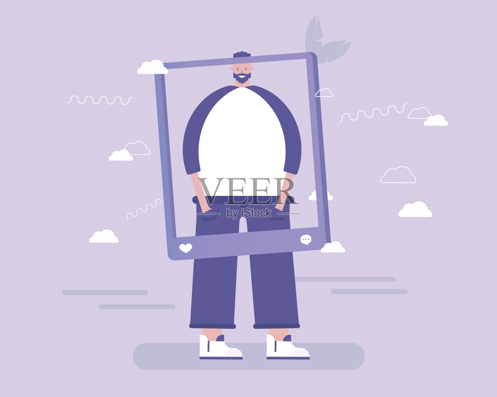 社交媒体上的人们在网上发布照片插画图片素材